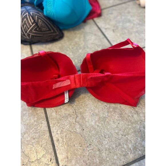 Victoria’s Secret Red Push-Up Bra 40D | Glitter Plaid Underwire Padded - Picture 3 of 5